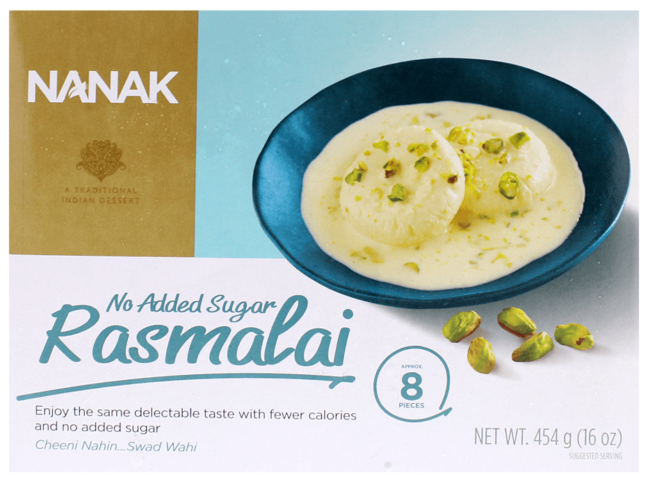 Nanak Rasmalai - No Added Sugar 1 Lbs - 8 Pcs